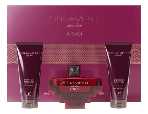 SET AFNAN ORNAMENT PURPLE ALLURE 100ml + GEL DE DUCHA 100ml + LOCIÓN HIDRATANTE 100ml